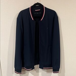 Tommy Hilfiger Navy Bomber Jacket with Red and White Trim